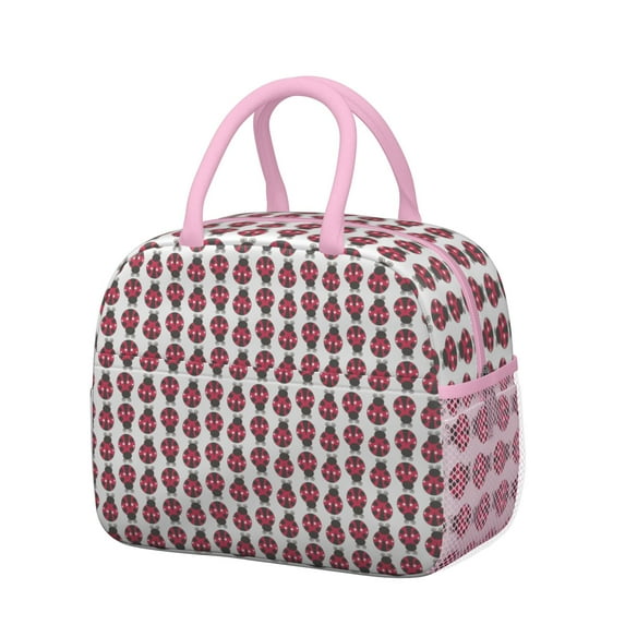 Reusable Ladybug Lnsulated Lunch Bag for Women & Men-Leakproof Water-Resistant Cooler Tote,Large Capacity(10.6x8.7x6.3in)for Work,Office,Travel,Picnic,Beach.