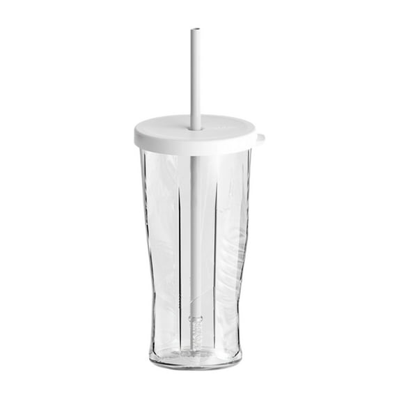 Reusable Large Capacity Glass Drink Cup with Plastic Lid and Straw - Shatterproof Ice Coffee Cup, Easy to Clean, 500ml / 16.90oz, Ideal for Hot and Cold Beverages, Eco-Friendly Design
