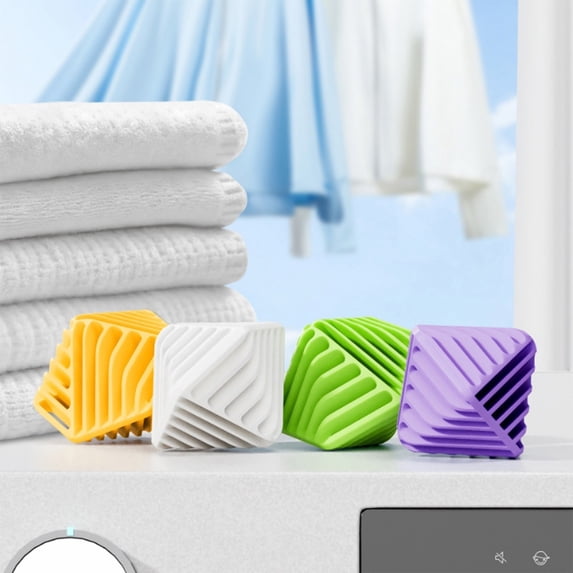 Reusable Laundry Anti Static Balls, Ball Dispenser for Fabric Softener, Cube Agitator Balls for Washing Machine Fabric Softener, Textured to Prevent Tangles and Enhance Cleaning