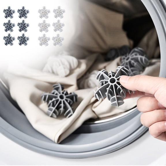 Reusable Laundry Dryer Balls | Silica Gel Fabric Softener Alternative | 6 Pack | Wrinkle Reduction | Efficient Drying | White Gray | 2.17x2.17x1.14in | Sustainable Cleaning Aid