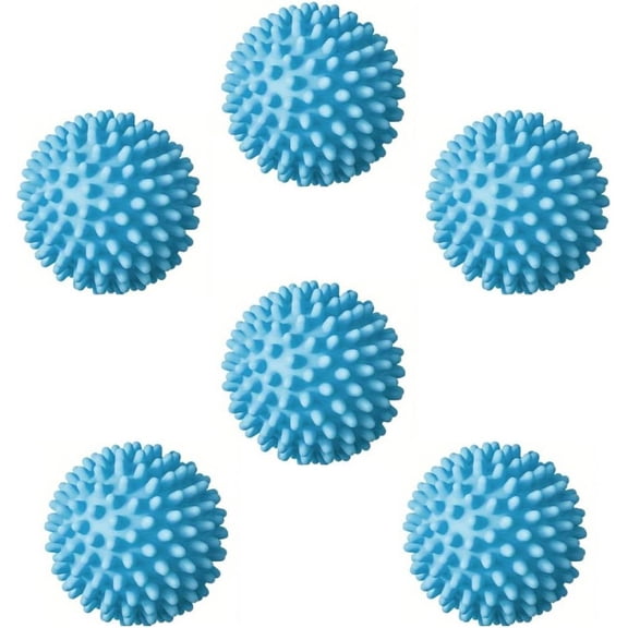 Reusable Laundry Dryer Balls, Sky Blue Plastic Anti-Static Fabric Softener, Reduces Wrinkles, Sustainable Cleaning Supplies, Essential Washing & Drying Aid for Soft, 6 Pack, 2.36 in (Sky Blue)