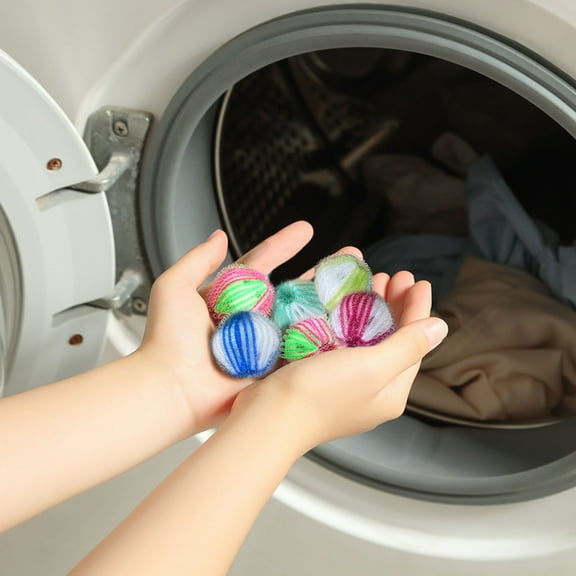 Reusable Laundry Balls | Clothes De-Shedding Dryer Balls | Hair Catcher for Washing Machine | Anti-Winding Lint Remover for Clothing, Pet Hair, Fluff, 6-Pack | Multicolor | 3.2cm Each