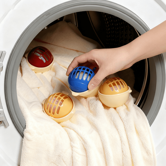 Reusable Laundry Hair Remover Ball | Anti-Winding Lint Catcher for Washing Machine & Dryer | Pet Hair Removal Tool for Clothing & Blankets | Blue Plastic Cleaning Ball