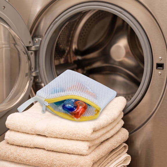 Reusable Laundry Pod Mesh Bag with Zipper Scent Beads Dissolving Pouch for Washing Machine Residue Protection