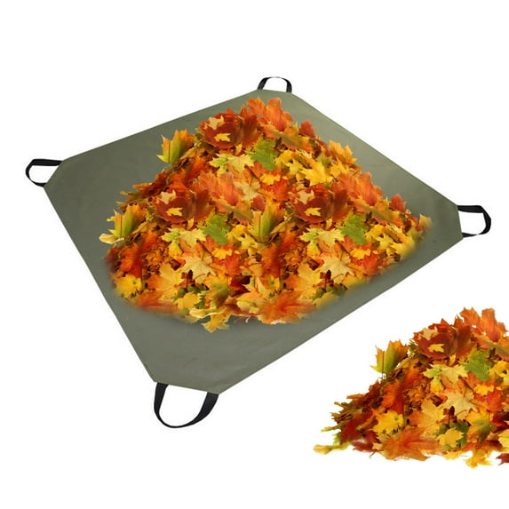 Reusable Leaf Bag for Collecting Leaves Heavy Duty Garden Yard Waste Tarp Container with Handles 57x57 Inches Foldable Gardening Debris Mat Tarpaulin for Disposal and Compost