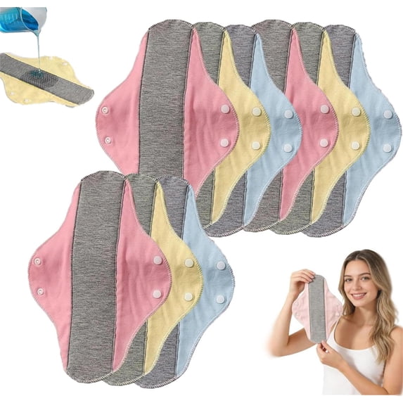 Reusable Leak-Proof Washable Incontinence Pads, Reusable Graphene Washable Leak-Proof Waterproof Pad for Elderly, Women, Postpartum & Heavy Flow Menstrual Use, Breathable Comfort (6pcs)
