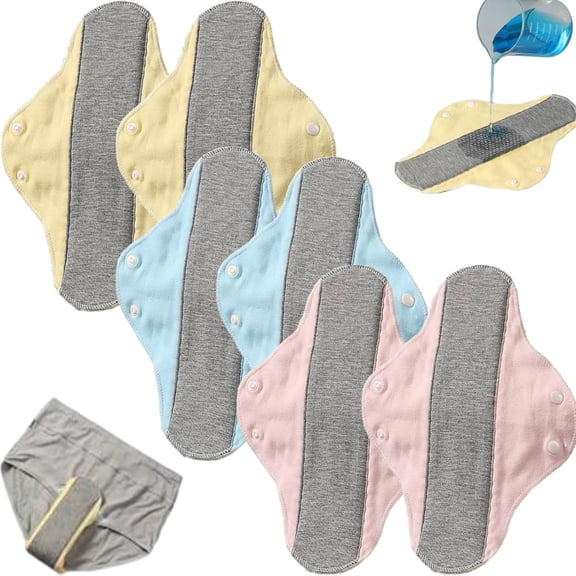 Reusable Leak-Proof & Waterproof Washable Incontinence Pads with Graphene Aseptic Technology for Elderly Care, Heavy Duty Protection, Comfortable, Dry, and Secure(6PCS)