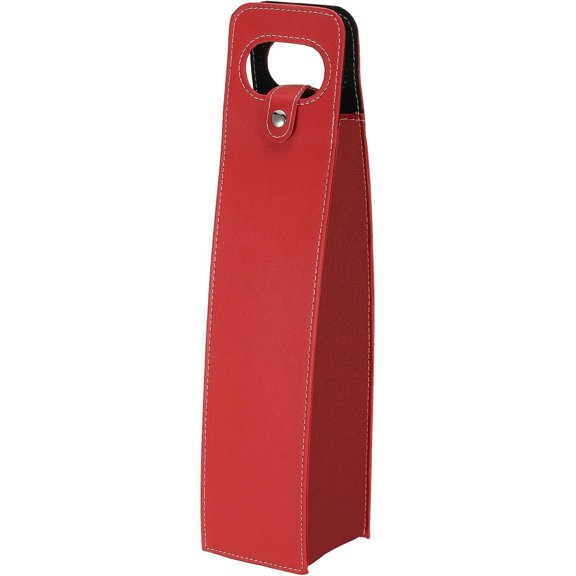 Reusable Leather Wine Tote Carrier for Bottles - Portable Champagne Gift Bags for Picnic, Party, WeddingRed