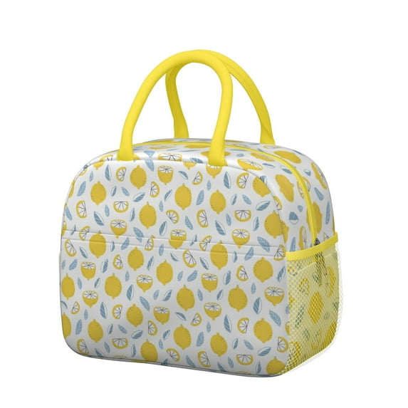 Reusable Lemon Lnsulated Lunch Bag for Women & Men-Leakproof Water-Resistant Cooler Tote,Large Capacity(10.6x8.7x6.3in)for Work,Office,Travel,Picnic,Beach.