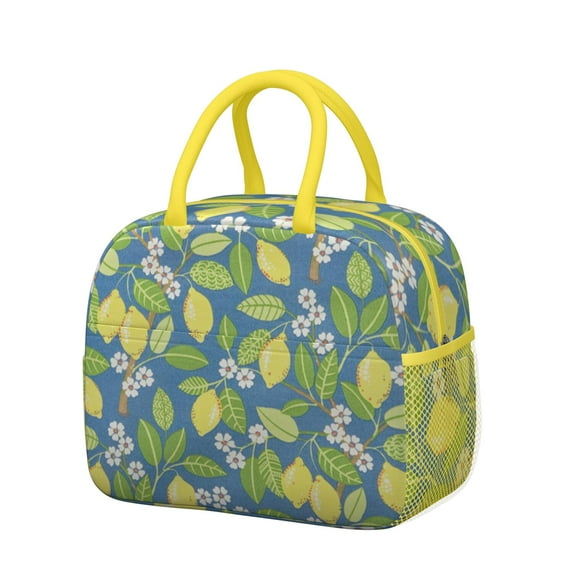 Reusable Lemon Lnsulated Lunch Bag for Women & Men-Leakproof Water-Resistant Cooler Tote,Large Capacity(10.6x8.7x6.3in)for Work,Office,Travel,Picnic,Beach.
