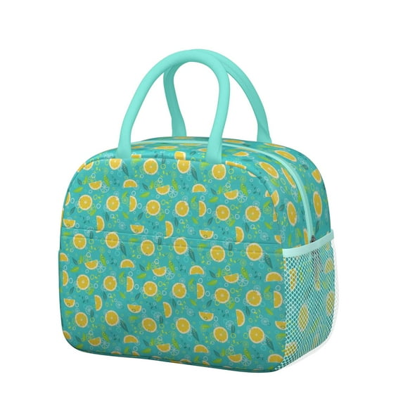 Reusable Lemon Lnsulated Lunch Bag for Women & Men-Leakproof Water-Resistant Cooler Tote,Large Capacity(10.6x8.7x6.3in)for Work,Office,Travel,Picnic,Beach.