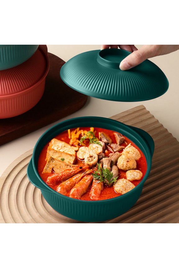 Reusable Lightweight PP Salad Bowls - 19.2x19.2x10cm Large Serving Bowls for Rice, Soup, Fruit, Snacks - Microwave & Dishwasher Safe - Set of 1 (Blue, Green, Orange, Yellow)