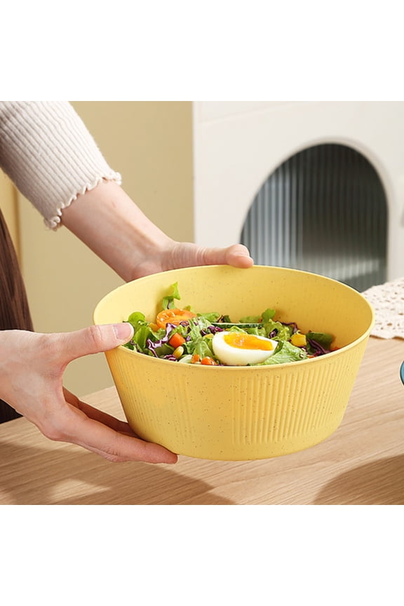 Reusable Lightweight Straw Fiber Bowls - Large Salad, Rice, Soup, Fruit Serving Bowls - Microwave & Dishwasher Safe - 15x8x20cm (5.91x3.14x7.87in) - Blue, Yellow, Orange