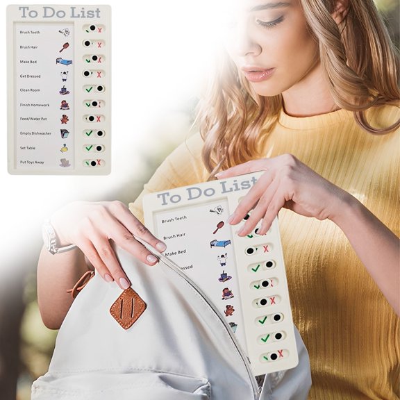 Reusable To Do List Board Checklist Board 1 Pack White PVC Chore Chart Slider Planner 4.72x7.87 Inch Dry Erase Task Board for Home Office Daily Organization