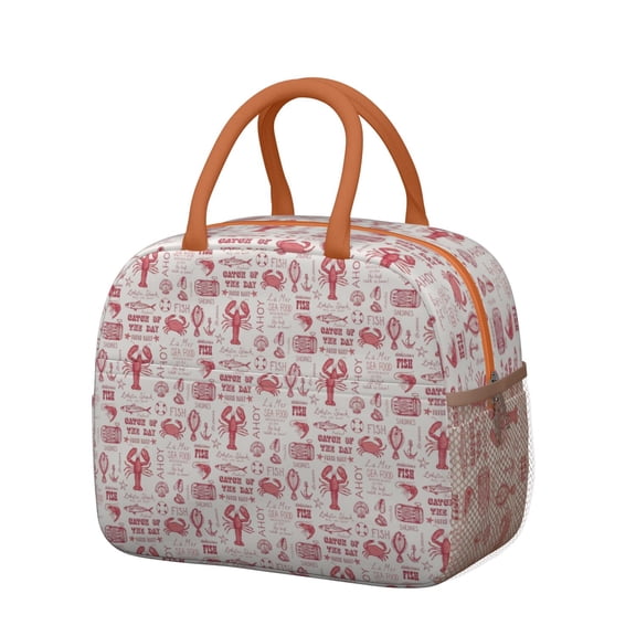 Reusable Lobster Lnsulated Lunch Bag for Women & Men-Leakproof Water-Resistant Cooler Tote,Large Capacity(10.6x8.7x6.3in)for Work,Office,Travel,Picnic,Beach.