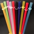 thumbnail image 1 of Reusable Long Plastic Drinking Straws | Hard BPA-Free Multicolor Thick Straws | Dishwasher Safe with Cleaning Brush | 11 Inch Durable Smoothie Iced Drink Party Supply | 25 Pack for Travel, Events, 1 of 9