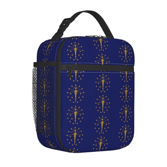 Reusable Lunch Bag Indiana Flag Small Lunch Box Insulated Portable for Men Women Work Picnic