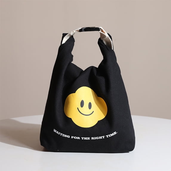 Reusable Lunch Bag Insulated Handbag Smile Tote bag with Handle for Women Work Picnic or Travel