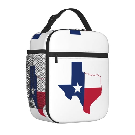 Reusable Lunch Bag Texas Flag Map Small Lunch Box Insulated Portable for Men Women Work Picnic