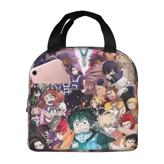 Reusable Lunch Bags Insulated Lunch Box Durable My Hero Academia For Office Work Picnic Travel Zipper Lunch Tote Bag