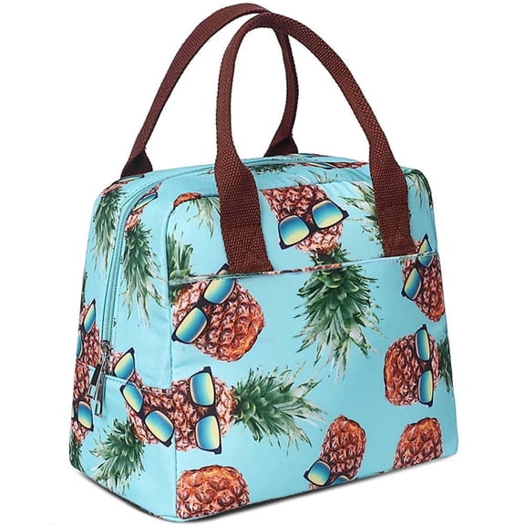 Reusable Lunch Box Container, Reusable Insulated Cooler Cute Lunch Tote Bag for Picnic, Pineapple