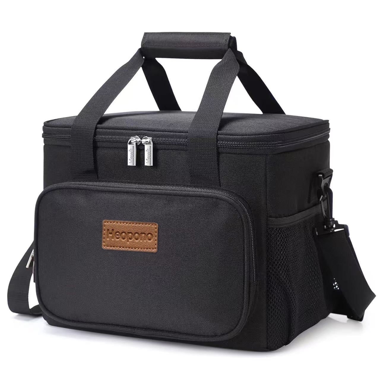 Reusable Lunch Box Insulated Lunch Box Soft Cooler Cooling Tote for Adult Men&Women Travel Essentials 15L,Black