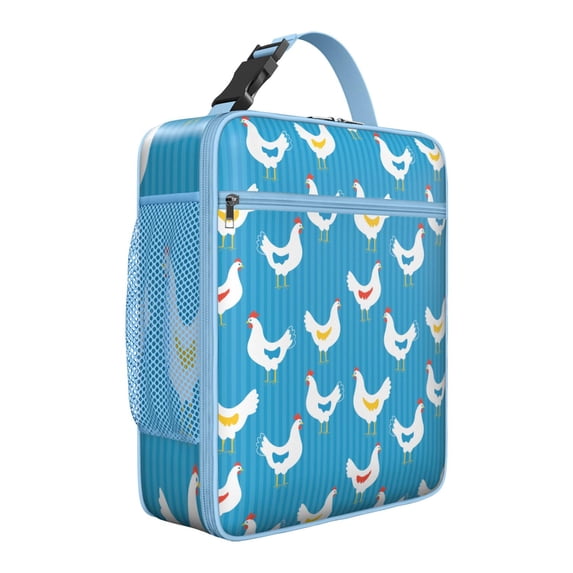 Reusable Lunch Tote Bag – Cute Farmhouse Chicken & Egg Watercolor Design, Rustic Rooster & Floral Country Farm Print for Work, School, Picnic
