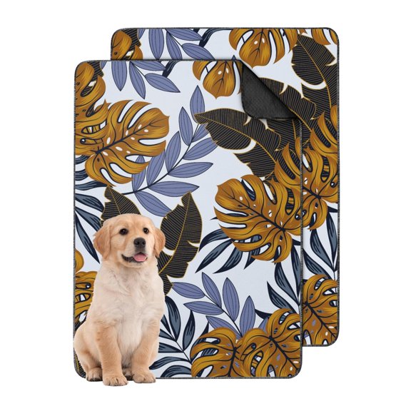 Reusable and Machine Washable Dog Pee Pads, Quick-Drying Technology and Odor Control, Stylish Tropical Paradise Theme. (Hawaiian plant patterns, 24" x35")