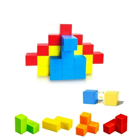 Reusable Magnetic Building Blocks,20Pack Durable Building Toy for Home,1x1x1In Portable Stacking Toy for Indoor and Outdoor,Multicolor