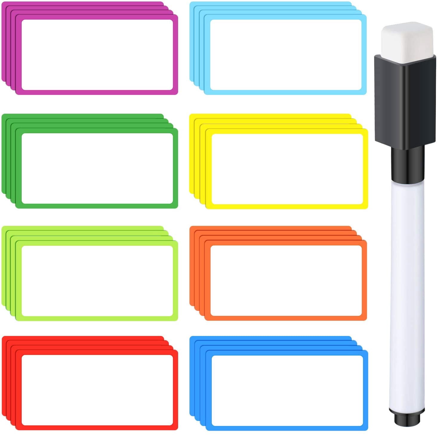 Reusable File Labels Reusable Magnetic Dry Erase Labels 4 x 2 Inches with Dry Erase Marker ...