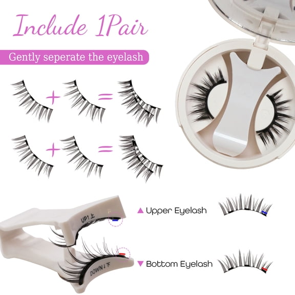 SABRINA No Glue Magnetic Eyelashes, Reusable Natural Look Lashes with Applicator Tool, Easy Snap-On Half Lashes for Beginners (02)