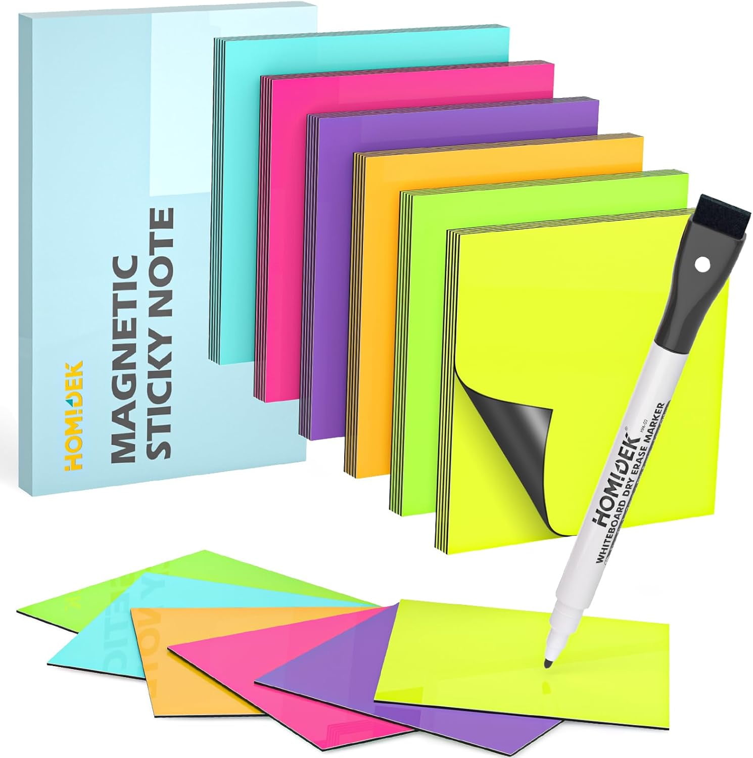 Reusable Magnetic Sticky Notes, (30 Pack, 3x3 in) Dry Erase Magnets ...