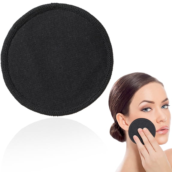 Reusable Makeup Remover Pads - 1 Pack Black Cotton Rounds, Washable Facial Cleansing Pads, Soft & Fluffy Makeup Remover Cloths for Face, Eye Makeup, Lipstick, Travel & Home Use, Eco-Friendly 8*8*1