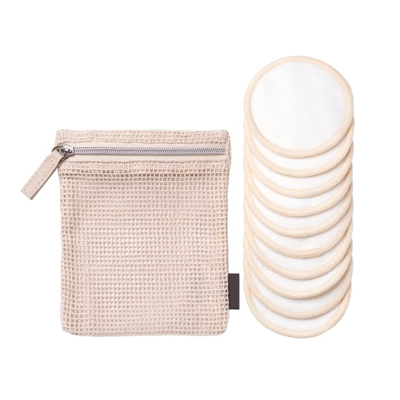 Reusable Makeup Remover Pads,Eco-Friendly Cotton & Bamboo Rounds for Toner & Exfoliants,Includes Washable Bag for Laundry & Storage,10 Count