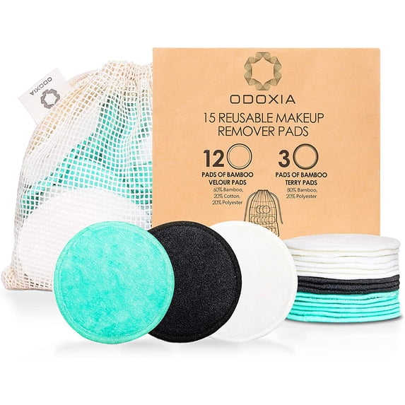 Reusable Makeup Remover Pads | Eco Friendly & Zero Waste Cotton Rounds Beauty Products 15 Natural Organic Face with Laundry Bag Soft for All Skin Types Bamboo Wipes Facial Cleansing