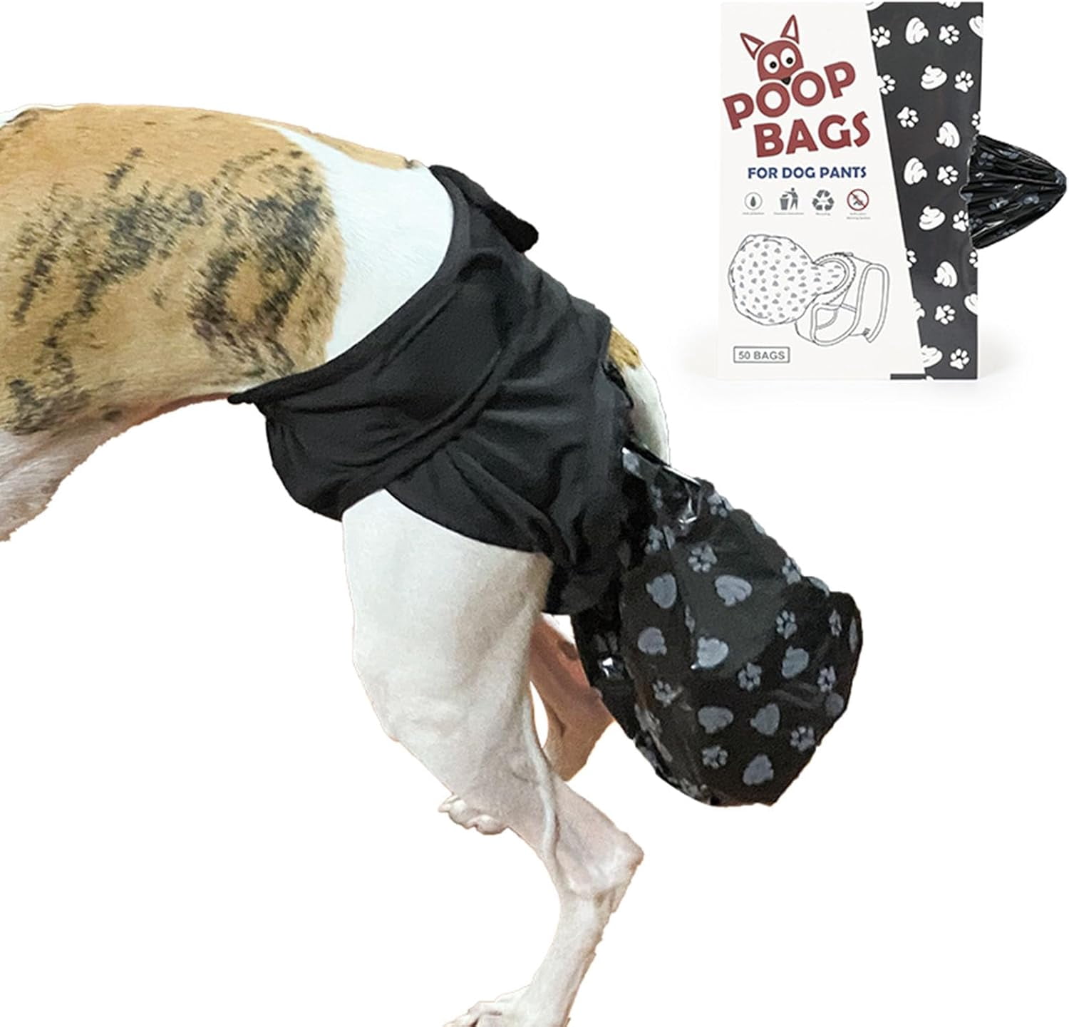 Reusable Male Dog Diapers with 50pcs Waste Bags, Adjustable Leak-Proof Dog Sanitary Pants for Incontinence & Indoor Walking, Dogs Pee Collection Pants for Senior Disability Dogs