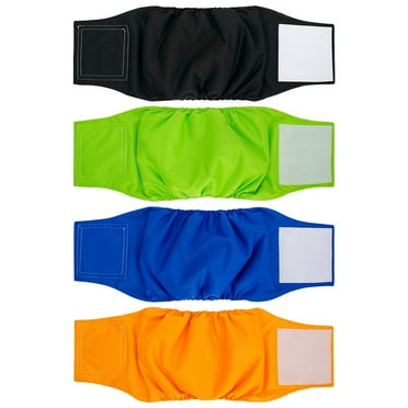 Reusable Male Dog Diapers, Washable Belly Manner Band for Dogs, Pet Diapers for Male Dog Puppy, 4 Pack, Solid, Small