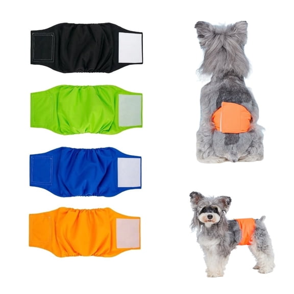 Reusable Male Dog Diapers, Washable Belly Manner Band for Dogs, Pet Diapers for Male Dog Puppy, 4 Pack, Solid, Small