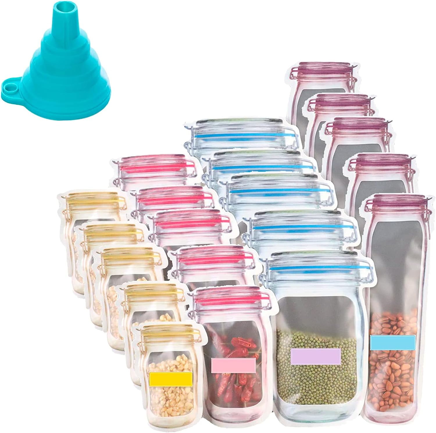 Reusable Mason Bottle Ziplock Bags Reusable Mason Bottle Ziplock Bags Set of 10 Hubosale Ziplock Bags Mason Jar Ziplock Bags for Freezer Kitchen Camping Picnic Organizer 20 PCS Walmart