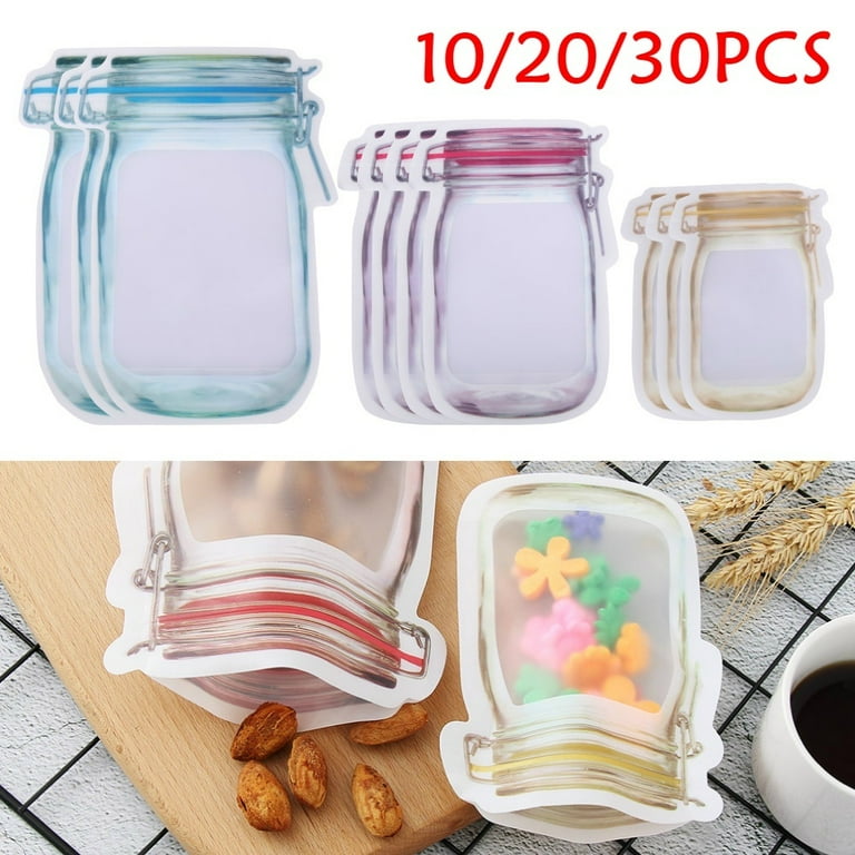 Reusable Mason Jar Bottles Bags Portable Zipper Bags Leakproof Fresh Food Storage Bag Snack Sandwich Storage Bags
