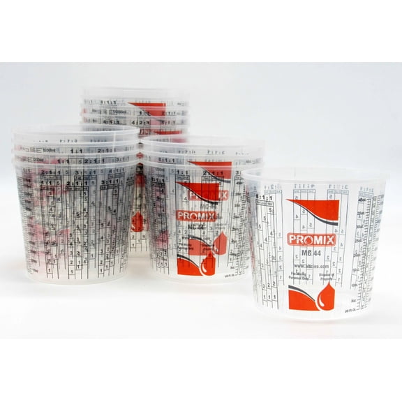 Reusable Measuring Cups Pack of 100 with 12 lids - Size 44 Ounce - Calibrated Mixing ratios on Side