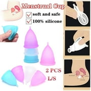 Reusable Menstrual Cups Set of 2 Large and Small Silicone Soft Cup Period