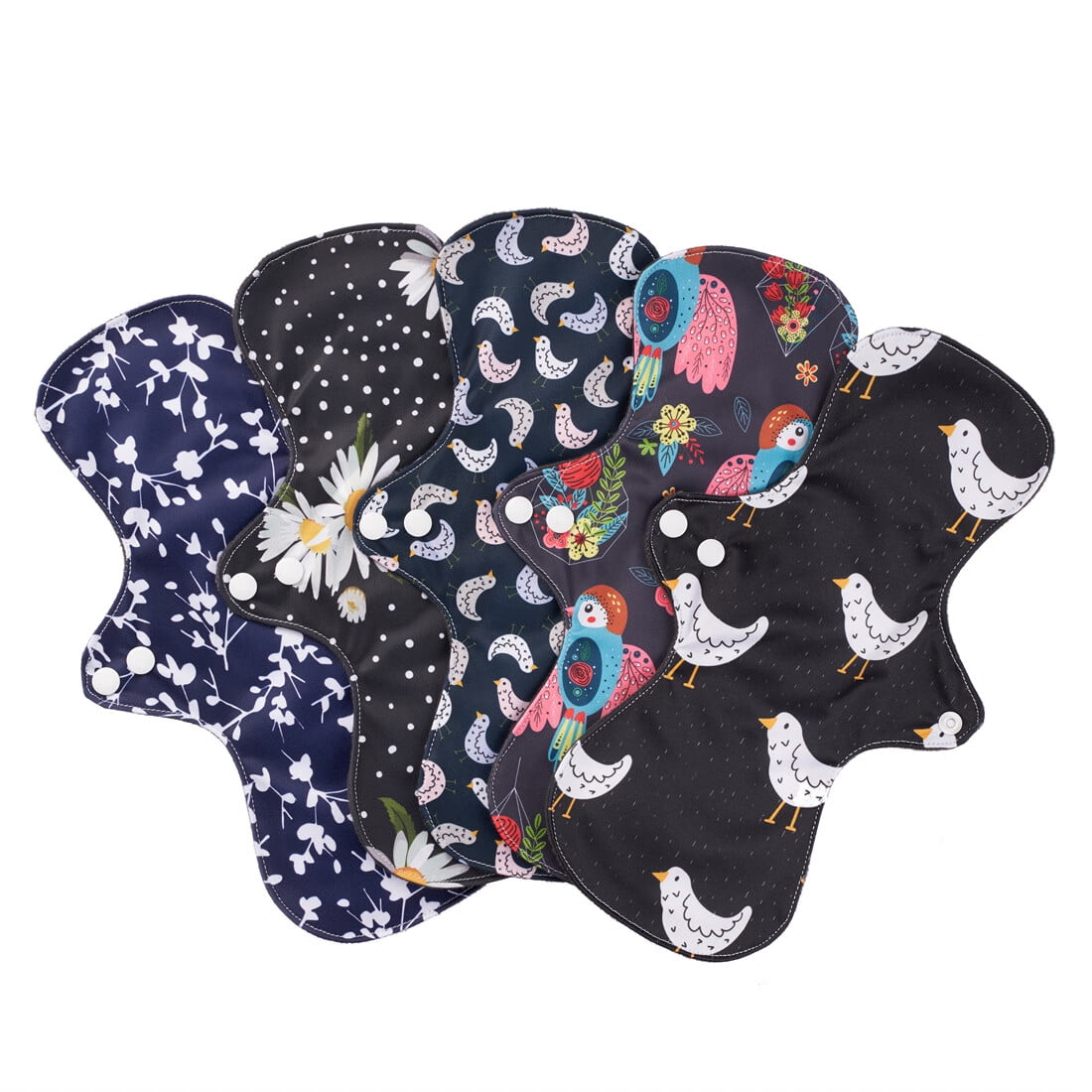 Reusable Menstrual Pads,Breathable Mesh Surface Cloth Pads for Heavy Flow,Large Sanitary Pads Set with Wings for Women,Washable Overnight Cloth Panty Liners Period Pads-5PCS
