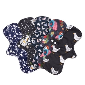 Reusable Menstrual Pads,Breathable Mesh Surface Cloth Pads for Heavy Flow,Large Sanitary Pads Set with Wings for Women,Washable Overnight Cloth Panty Liners Period Pads-5PCS