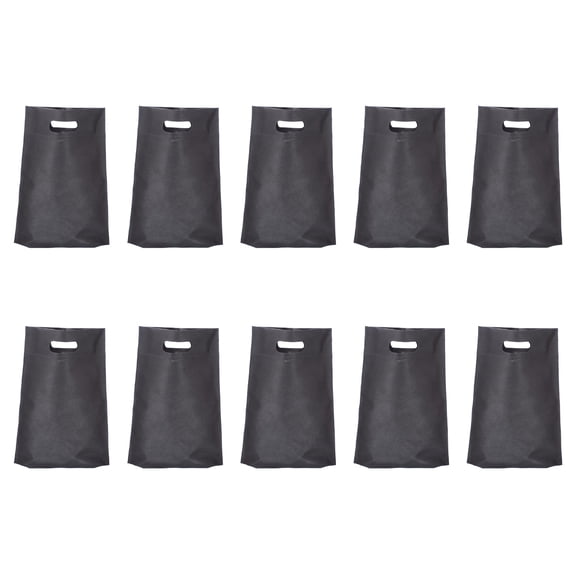 Reusable Merchandise Tote Bag- 10 Pack - Recyclable Plastic Grocery Bags - - Black