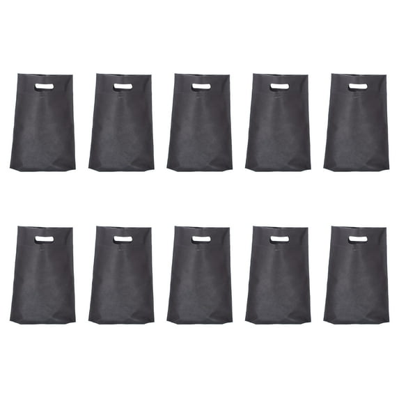 Reusable Merchandise Tote Bag- 10 Pack - Recyclable Plastic Grocery Bags - - Black