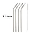 thumbnail image 1 of Reusable Metal Drinking Straws 304 Stainless Steel Sturdy Bent Straight Drinking Straw with Cleaning Brush Bar Party Accessory 4Pcs Silver Bent, 1 of 6