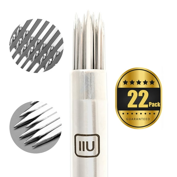 "IIU Stainless Steel Metal Skewers for Grilling and Kabob, 13"" Long, Reusable, Flat Food Grade, 22 PCs with Tube Storage"