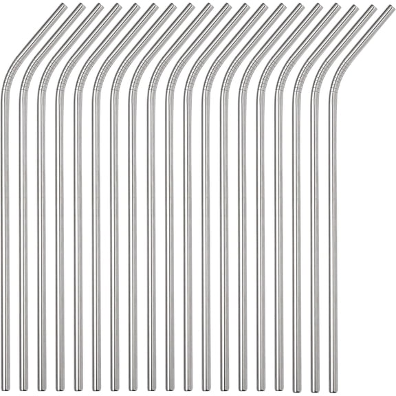 Reusable Metal Straw 50Pcs in Bulk.265mm Reusable Stainless Steel Bent Curved Straws. Drinking Straws Wholesale for 30 oz & 20 oz Tumblers Yeti Water Bottle (10.5" - Silver, 50pcs - Bent)