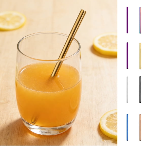 Reusable Metal Straws 1Pcs, Stainless Steel Straight Drinking Straw 8.46"*0.39" Long for Milk Shake Beverage Juice Red